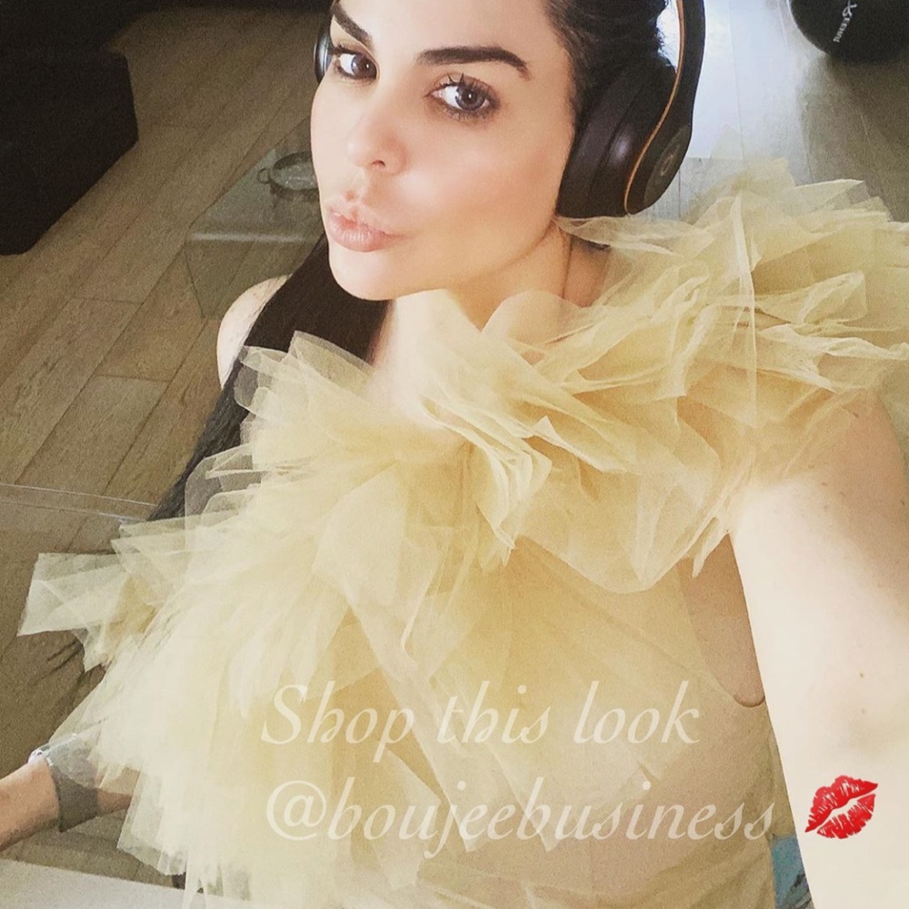 H&M One-Shoulder Top with Ruffled Tulle Trim - Picture 2 of 15